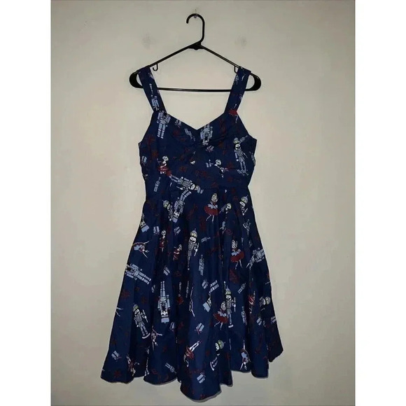 ModCloth Dresses & Skirts - Modcloth Retro Nutcracker Dress Navy Blue Sleeveless "Pin Up" Pockets Small